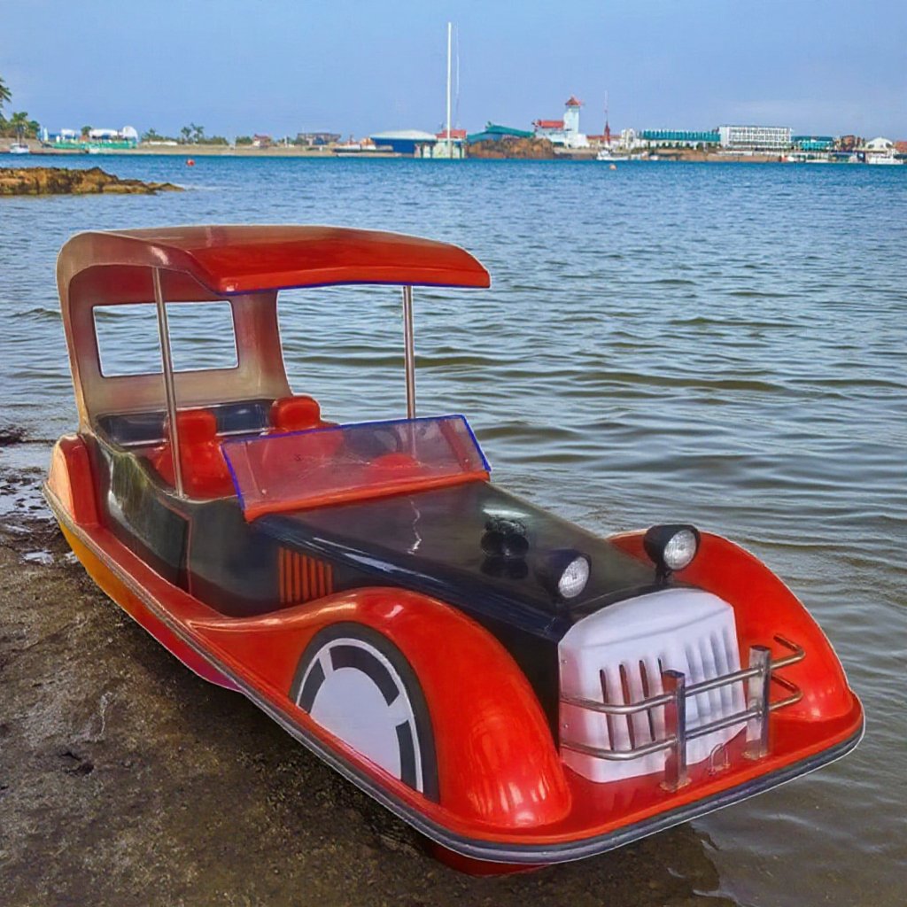 Boat Car Fiberglass Red Battery Electric Panga Cabin Seat Glass Wheel Steering 4 Passenger View